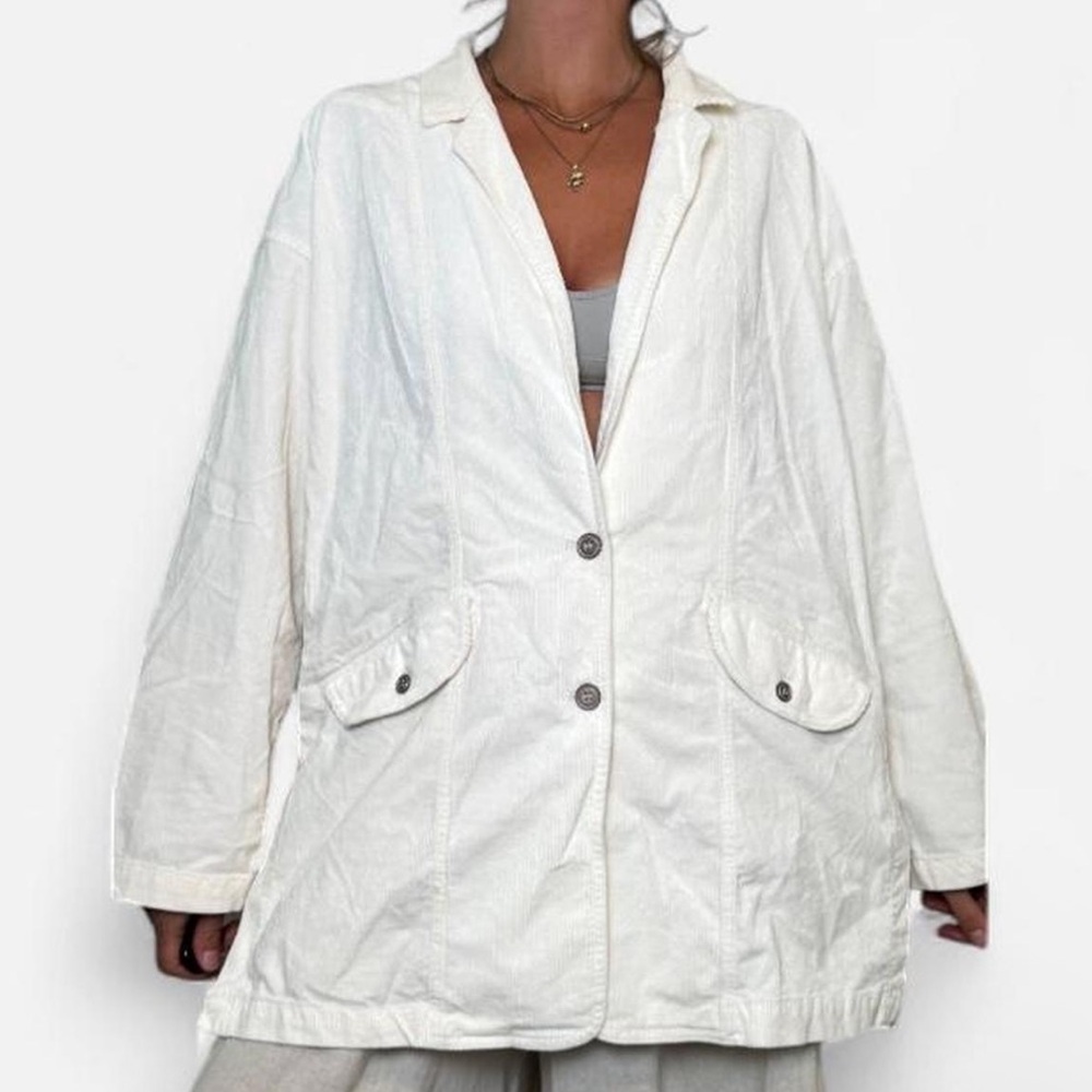 anthropologie pilcro nwt oversized washed corduroy blazer in cream/white size M
